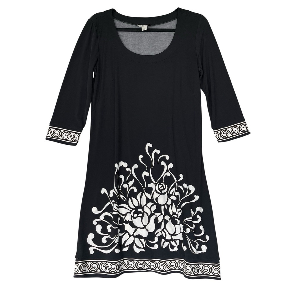 Ann Taylor Loft Dress Womens S Black‎ White Floral Whimsigoth Elegant Event Gala